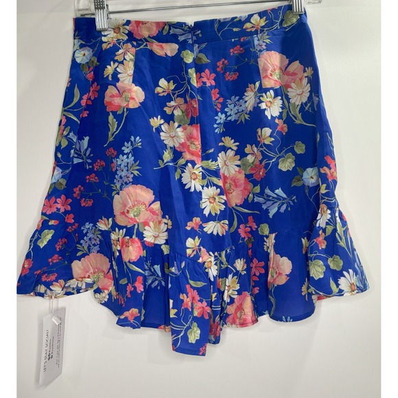 Yumi Kim Gigi Skort/ Ruffled Crossover Floral Blisswood Royal Blue Size M $128 - Picture 2 of 5